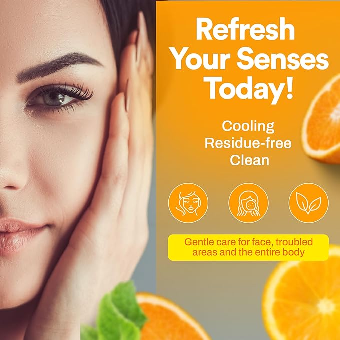 Paradise Amino Acid Organic Soap Bar, Moisturizing, Residue-Free Refreshing Cleanser, Cooling & Invigorating Bath Natural Soap for Women, Men & Kids with Plant-Based Oils, 100g Orange