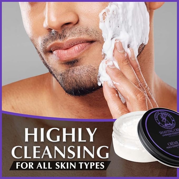 Castle Forbes Lavender Shaving Cream For Men, 6.8 fl.oz. | Moisturizing Smooth Shave Lather w/ Esseantial Oils | Protects Sensitive Skin From Razor Burn & Irritation | Luxury Grooming & Beard Care