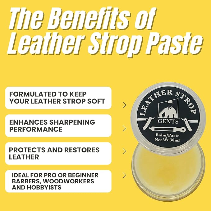 G.B.S Leather Strop 30ml Conditioning Paste Professional Hone and Sharpen your Shaving Razor, blade, knives, cutlery and tools- Leather Balm (Packof3)