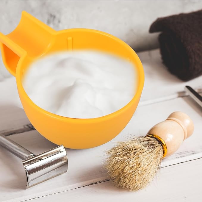 PRETYZOOM Shaving Cream Bowl Shaving Soap Bowl Small Thickened Wide Mouth Design Yellow and Daily Bathroom Use