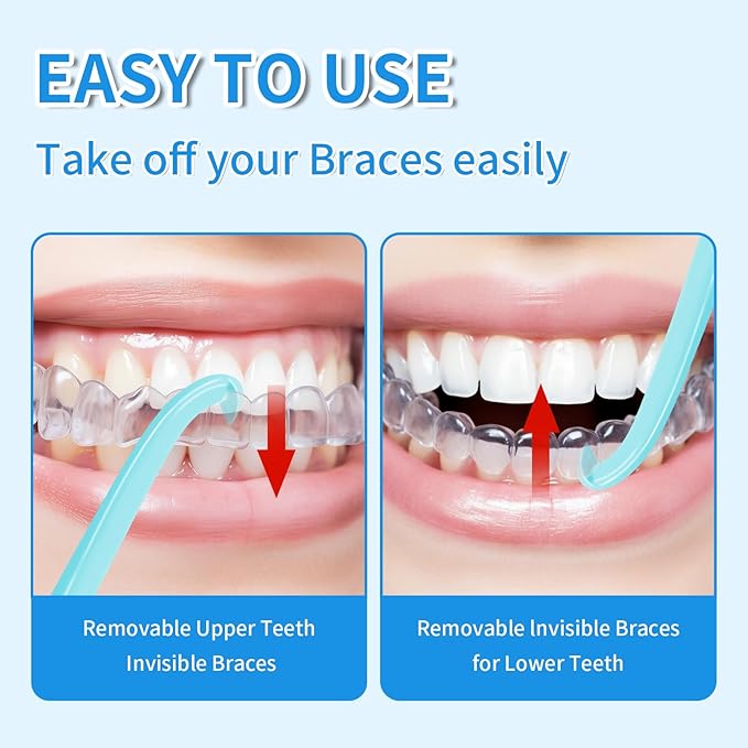 15PCS Aligner Removal Tool - Removal Aligner Tooth Hook for Invisible Braces - 5 Colors Retainer Kit - Braces Care Kit