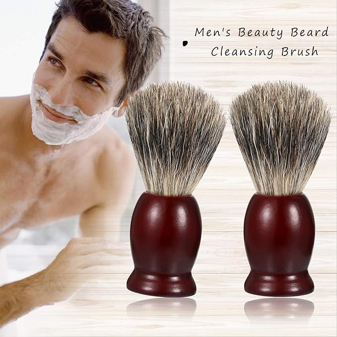 Vtrem Pure Badger Shaving Brush for Men with Hard Wood Handle Luxury Professional Shave Brush Tool for Wet Shave, Safety Razor