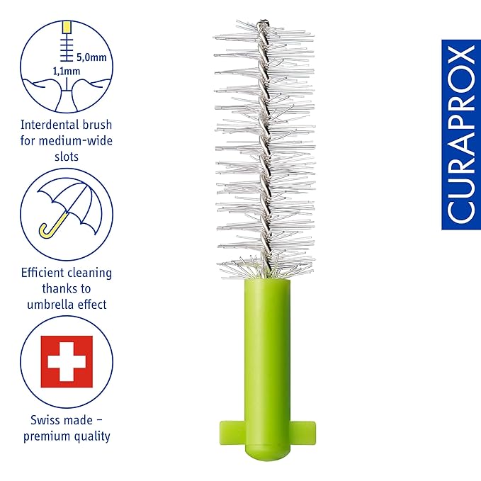 Curaprox Interdental Brush Refills CPS 011 Prime – ISO Size 3, Green | Ultra-Fine Filaments for Effective Cleaning of Narrow Spaces | 8-Pack | Swiss Made | English Packaging