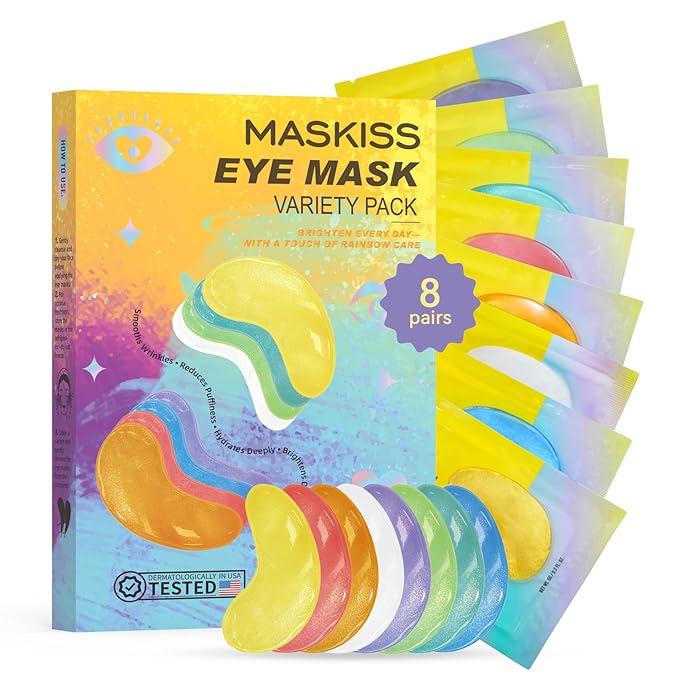 Under Eye Patches Variety Pack (8 Pairs), Valentine‘s Day Gifts for Her, Eye Masks for Dark Circles Puffy Eyes With 8 Colors (1 Pairs/Color), Vegan Skin Care Gifts for Women