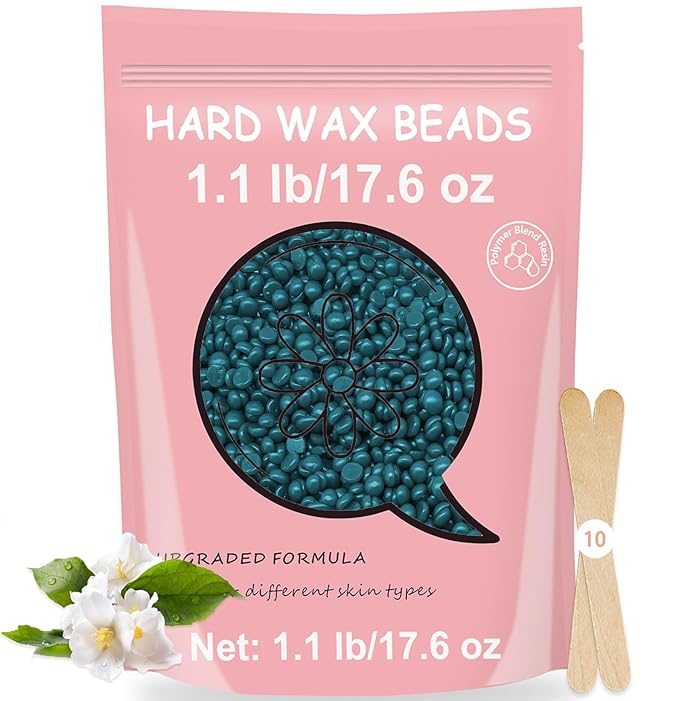 Hard Wax Beads, 1.1 lb Wax Beans for Hair Removal Sensitive Skin, Perfect for Full Body, Facial, Brazilian Bikini, and Legs at Home Wax Refill for Women Men (Jasmine)