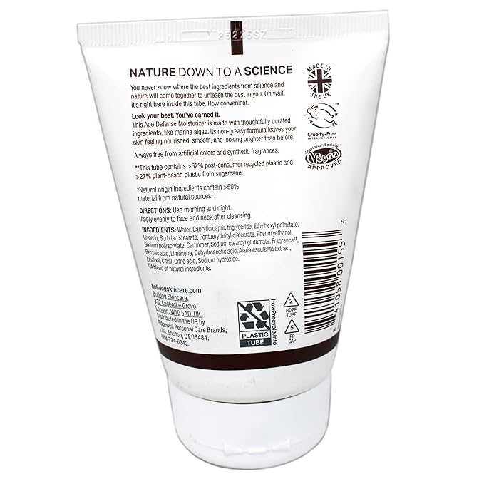 BULLDOG Mens Skincare and Grooming Age Defense Moisturizer, 3.3 Fluid Ounce - Pack of 2