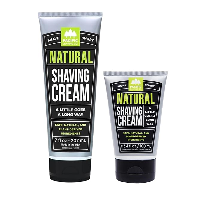 Pacific Shaving Company Natural Shaving Cream 7 fl oz. (207 mL) + 3.4 fl oz (100 mL)