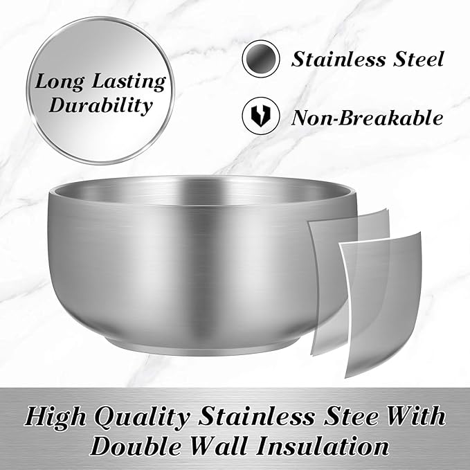 Shaving Bowl, Shave Bowl Stainless Steel, Shaving Soap Bowl with Lid, 4 Inch Shaving Mug, Unbreakable Shaving Cup for Wet/Hot Shave (Silver)