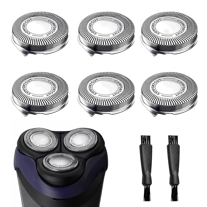 SH30 Replacement Heads Compatible with Nerolce Shaver Series 3000, 2000, 1000 and S738 with Durable Sharp Blade, Comfortcut Razor Replacement Blades Compatible with SH30 S1560-6 Pack& Brush