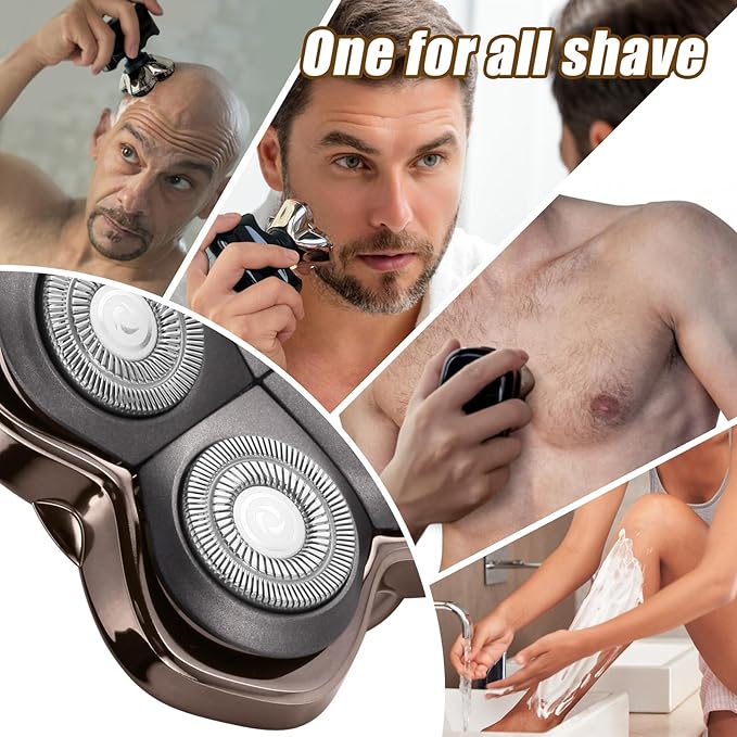 PRO 4 Head Replacement Blades for Skull Pitbull, Palm & Butterfly Kiss Shavers - 4D Floating Rotary Heads for Close and Smooth Shaving - Japanese Stainless Steel Wet & Dry Shaving Blade Head