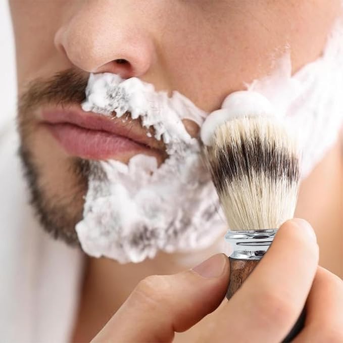 Jack Shaver® Men's Shaving Brush for Soap, Luxury Missanda Hardwood and Stainless Steel, Cream or Foam with Classic Synthetic Silvertip Vegan Friendly Badger Bristles Male Grooming Gift