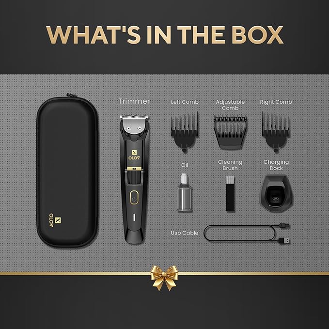 Men's Beard Trimmer - All-in-One Trimmer with Precision Dial - Premium Facial Hair Groomer - Adjustable 20 Length Setting, USB Recharge Dock, Cordless Waterproof Wet/Dry Clipper
