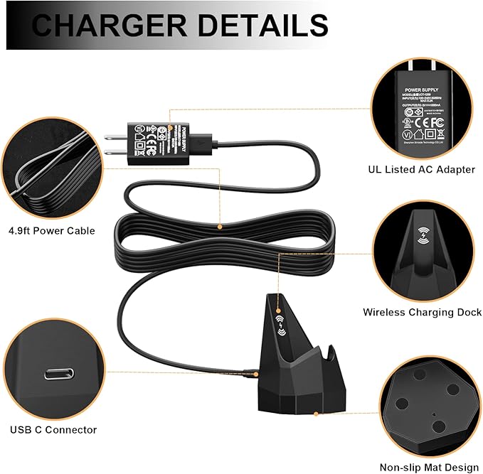 Replacement Charger for MANSCAPED 4.0 Compatible with MANSCAPED The Lawn Mower 4.0 Weed Whacker Electric Groin Hair Trimmer & Ear Hair Trimmer Charging Dock Base Station with Adapter Power Cord
