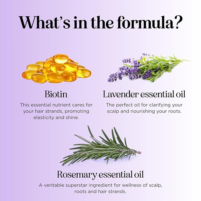 Lavender Biotin Shampoo for Thinning Hair - Volumizing Shampoo for Fine Hair with B Vitamins Rosemary Argan Primrose & Tea Tree Oils - Paraben Silicone and Sulfate Free Vegan Formula (16 Fl Oz)