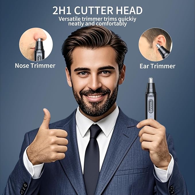 Nose Hair Trimmer for Men Women, USB Rechargeable Electric Ear Nose Hair Trimmer Clipper, Professional IPX7 Waterproof Dual Edge Blades for Easy Cleaning