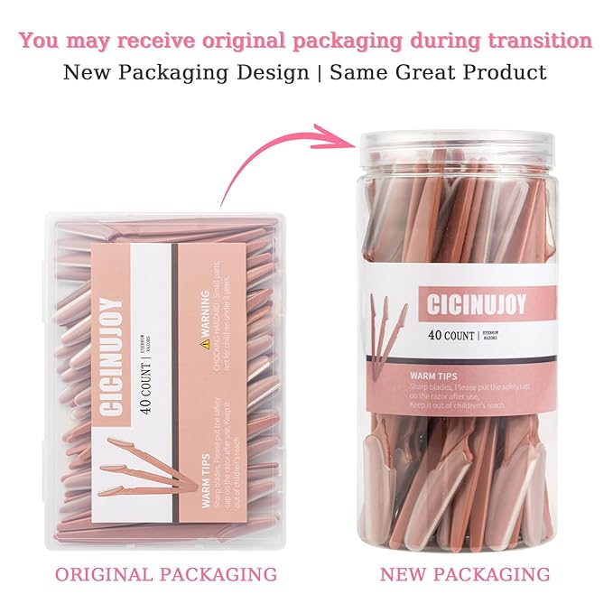 40pcs Eyebrow Razor for Women, Face Shaver Kit Dermaplaning Tool for Peach Fuzz Removal, Stainless Steel Blades with Protective Covers | Eyebrow Trimmer, Facial Hair Removal (Terracotta)