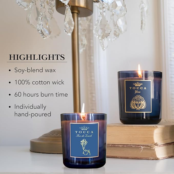 TOCCA Tangier 10oz Candle - Vanilla & Tabak Scented, Hand Poured Soy-Wax Blend with 100% Cotton Wick, 60 Hour Burn Time
