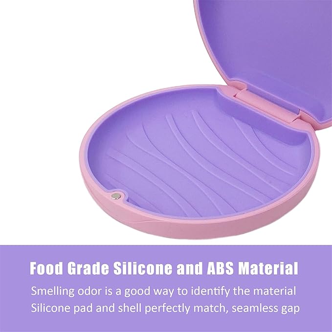 2PCS Retainer Case Compatible with Invisalign,Cute Slim Aligner Case,Customized Magnetic Closure Orthodontic Retainer Cases (1PC Pink Purple + 1PC Black Cyan)