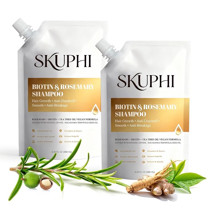 Rosemary Amino Acid Shampoo, Biotin Hair Growth Shampoo for Thinning Hair Women and Men Hair Loss Zinc PCA + Hydrolyzed Silk, Balancing & Nourishing Formula, 8.45 fl oz, 2-Pack