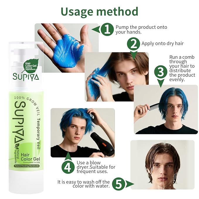 Temporary Hair Color - Washable Hair Wax for Men and Women, All-Day Hold Disposable Hair Wax for Party, Cosplay & Daily (Marine Color #07)