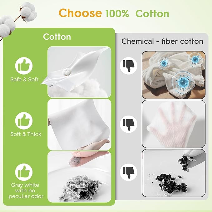 Classycoo 2 Pack Disposable Face Towel XL, 100% Cotton, Soft for Sensitive-Skin Facial Towelette Wipes Clean Towels, Odor-Free, Makeup Remover Cloths for Hand Dry Wipe, 12 x 10 in