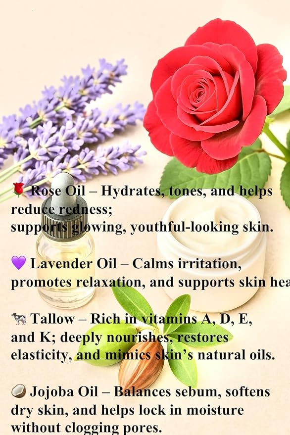 HANDMADE LAVENDER SCENTED Whipped Tallow Balm, 100% Natural Moisturizer from Grass-Fed Cows for Dry and Sensitive Skin. (2 oz, Lavender)