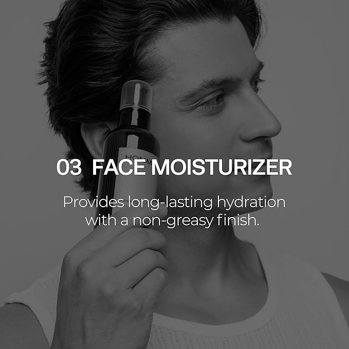 HommeFace Men’s Daily Trio 3-Step Daily Routine Set with Face Wash, Herbal Spray Toner & Moisturizer - Korean Skincare Technology with CICA, Tea Tree Leaf & Witch Hazel Extracts, for All Skin Types