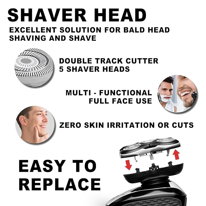 Shaver Replacment Heads Pro Head Shaver Replacement Blades Compatible with Re-ming-ton Balder Pro Head Shaver Model XR7000 precision electric razor replacement heads for bald men (1 PACK)