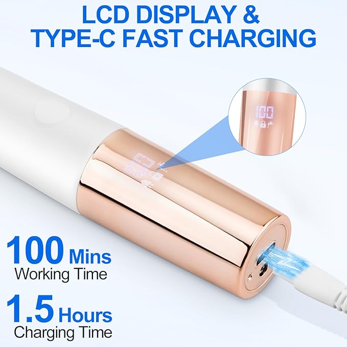 5-in-1 Bikini Trimmer Electric Razors for Women, Cordless Electric Shaver with LCD Display for Facial Body Legs Hair, Rechargeable Waterproof Pubic Body Hair Trimmer Birthday Christmas Gifts for Women