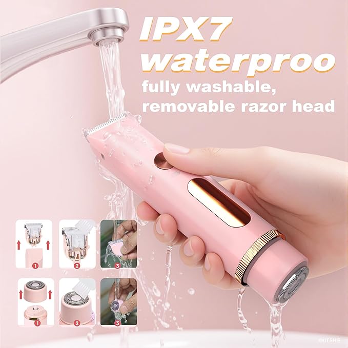 Bikini Trimmer for Women, Electric Razors for Women, Shaver with LCD Display, 2 in 1 Dual-Head Bikini Shaver, Rechargeable Razors, for Bikini Line Legs Underarms and Private Parts,Dry/Wet