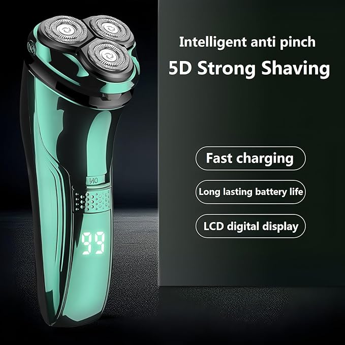 Electric Razor for Men with Pop-Up Trimmer, IPX7 Waterproof Electric Shaver, Rechargeable Cordless Shavers for Men, Type-C, 120Mins Runtime, Plug & Play
