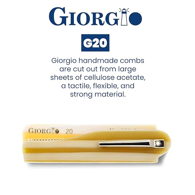 Giorgio G20 IVY Folding Fine Tooth Mustache and Beard Comb 6.5 Inches - Sawcut and Hand Polished Ivory Styling and Travel Comb for Everyday Hair Care