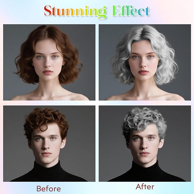 Silver Hair Spray Gray Hair Spray【Instant Color】【Skin Friendly】【Easy To Clean】【Large Capacity】Washable Hair Color Spray For Women/Men 4.06 oz，03 Gray/Sliver