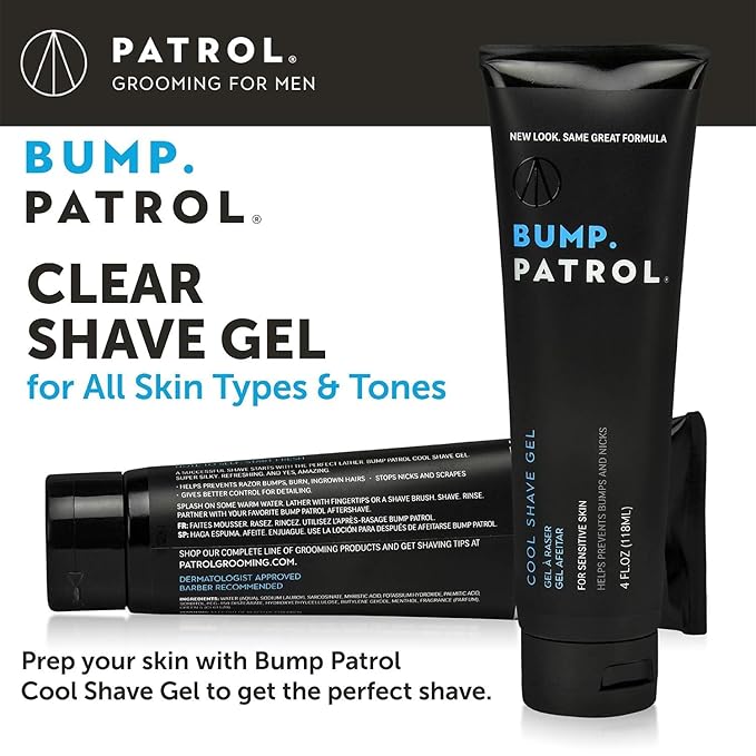 Bump Patrol Cool Shave Gel - Sensitive Clear Shaving Gel With Menthol Prevents Razor Burn, Bumps, Ingrown Hair - 4 Ounces