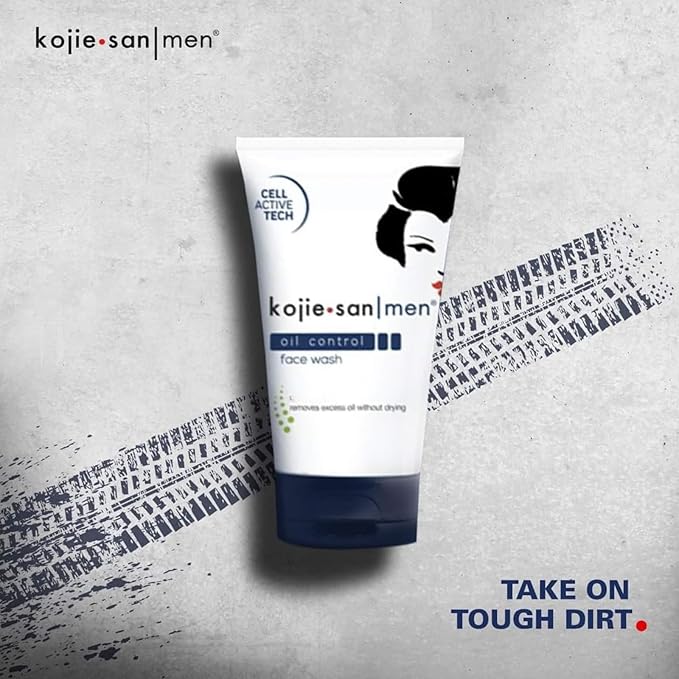 Kojie San Men Oil Control Face Wash, 125g – Deep Cleansing Facial Wash for Men, Controls Oil and Moisturizes Skin, Paraben-Free