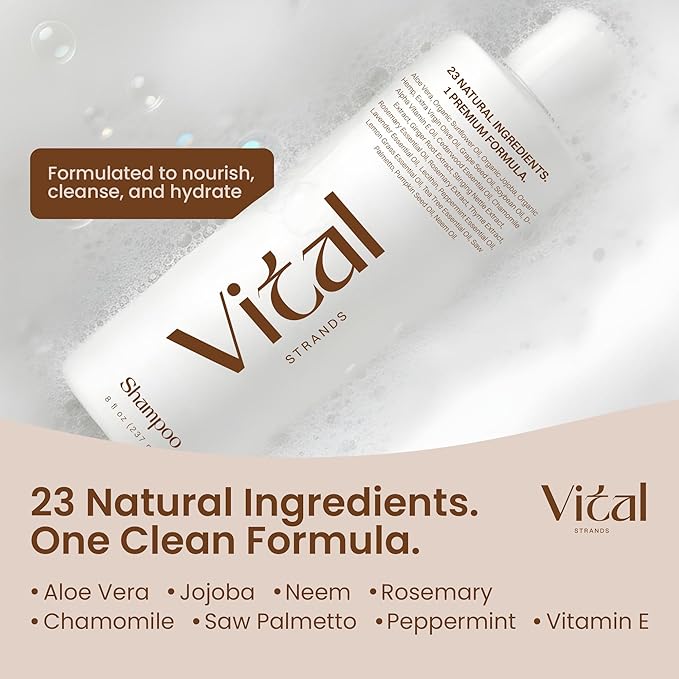 Hair Growth Shampoo for Thinning Hair for Women – Rosemary, Nettle & Saw Palmetto, 23 Natural Ingredients, Sulfate Free Scalp Detox, Anti Breakage Conditioner - 8 fl oz
