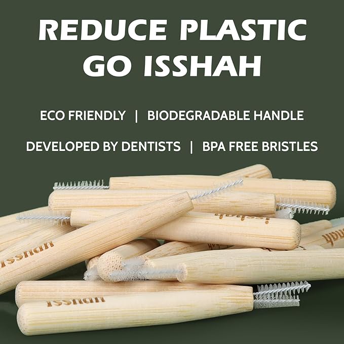 Bamboo Interdental Brushes, Between Teeth Cleaner Deep Clean Brush, 40 Count, Size 6, Large Gaps