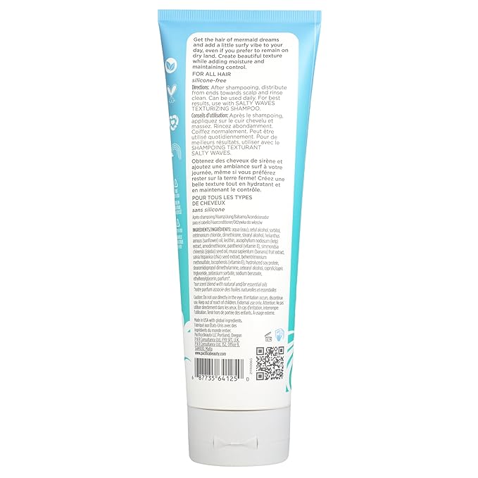Pacifica Beauty Conditioner, Salty Waves Texturizing and Moisturizing, 8 Fl Oz, Banana Scent, For All Hair Types, Vitamin B + Vitamin E, Vegan & Cruelty Free
