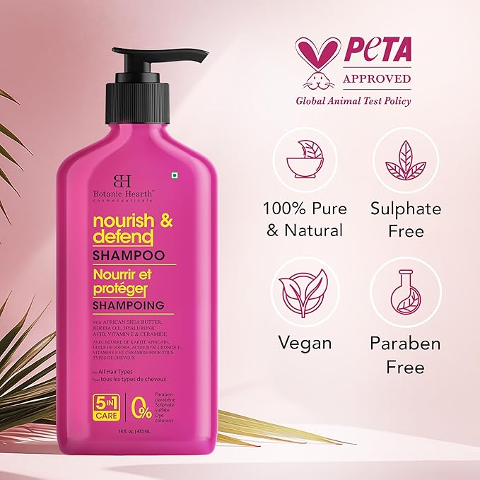 Botanic Hearth African Shea Butter Shampoo Infused With Jojoba Oil, Hyaluronic Acid, Vitamin E & Ceramide | Clarifying Shampoo To Nourish, Defend & Strengthen Hair | For All Hair Types, 16 Fl Oz