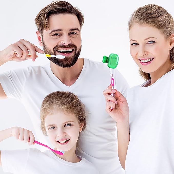 4 Pack Travel Toothbrush Head Covers Toothbrush Protector Cap Brush Pod Case Protective Portable Plastic Clip for Household Travel, Bathroom, School, Camping, Business (Green, Teal, Orange, Pink)