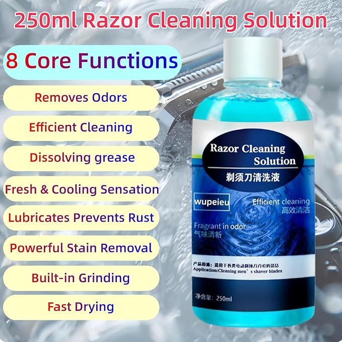 250ml Men's Shaver Cleaning Solution Compatible With Braun CCR2，Compatible With Philips CC13 JC301 CC13，Compatible With Panasonic ES-LM56 ES-4L(2pcs)