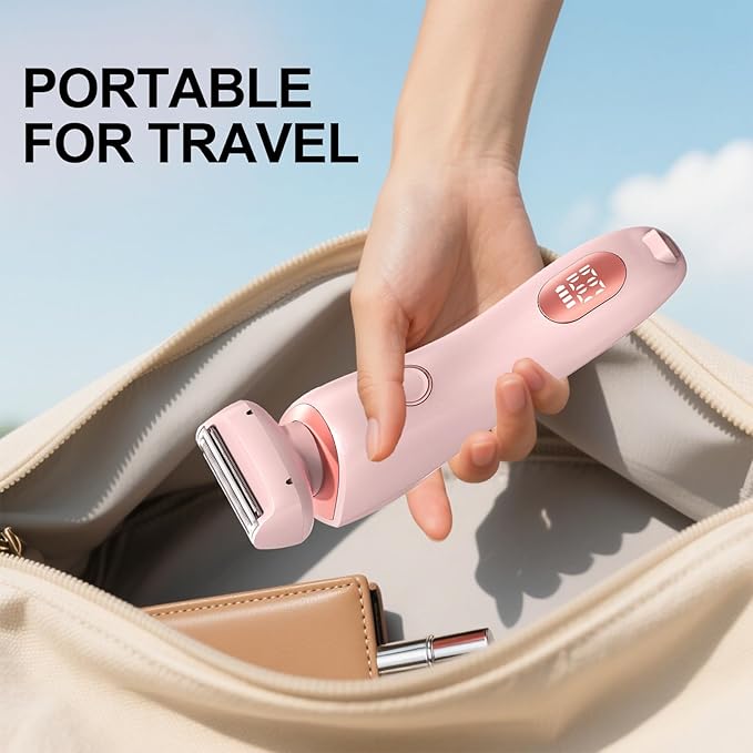 Electric Shaver for Women, 2 in 1 Wet & Dry Silk Glide Pro Shaver with 2 Removable Heads, Rechargeable Electric Trimmer for Bikini, Pubic Hair, Legs, Body, IPX7 Waterproof