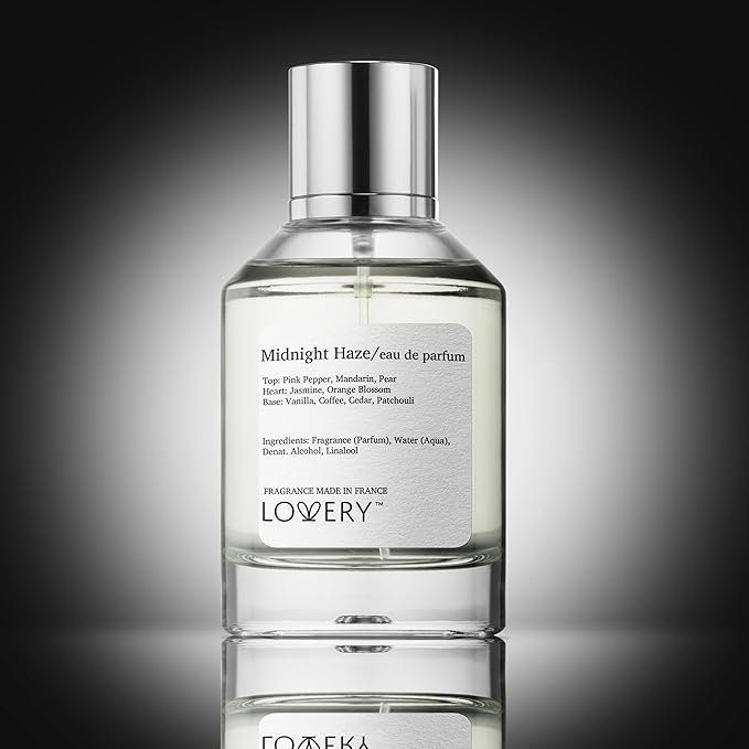 LOVERY Christmas Eau De Parfum Inspired by Y s.l's Black Opium. Midnight Haze Perfume for Women, Clean Long Lasting Vegan Womens Perfumes - Vanilla, Jasmine, Coffee, Warm, Sensual Fragrance, France