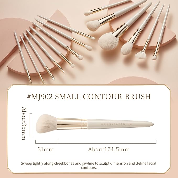 Bisque Series Small Contour Brush for Sculpting Cheekbones Jawline Painted Birch Handle with Soft Nylon Bristles MJ902
