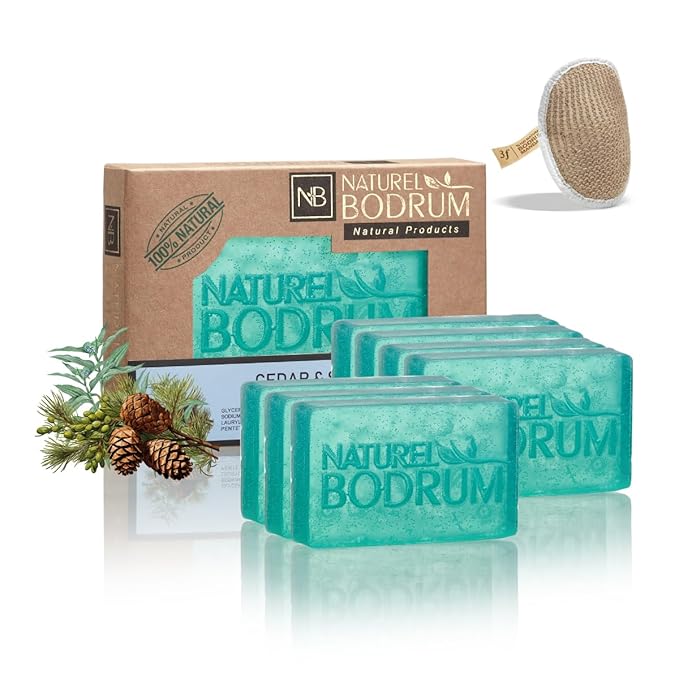 Cedar Sage Organic Soap Bar for Women & Men, Pack of 7 Glycerin Soap Bars - Skin Repair & Pore Cleansing Facial & Body Bar Soap with Vitamins C&E - Natural & Vegan Spa Gift, for All Skin Types