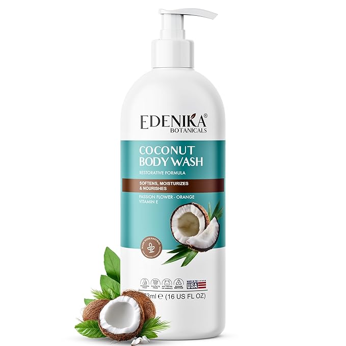 Coconut Body Wash, Cleans, Softens & Nourishes, Ultra Moisturizing Shower Gel for Dry and Sensitive Skin, Women & Men, Organic & Natural, 16 fl oz
