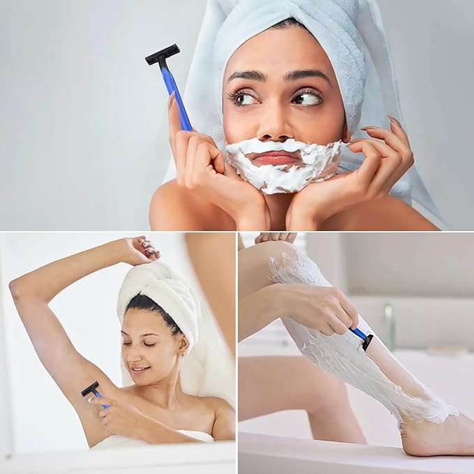 200 Pcs Disposable Razors,Twin Blade Razors with Clear Safety Cap,Disposable Razors Individually Wrapped Bulk,Stainless Steel Blade Shaving Razors Bulk for Men &Women Bathing Hotel Travel