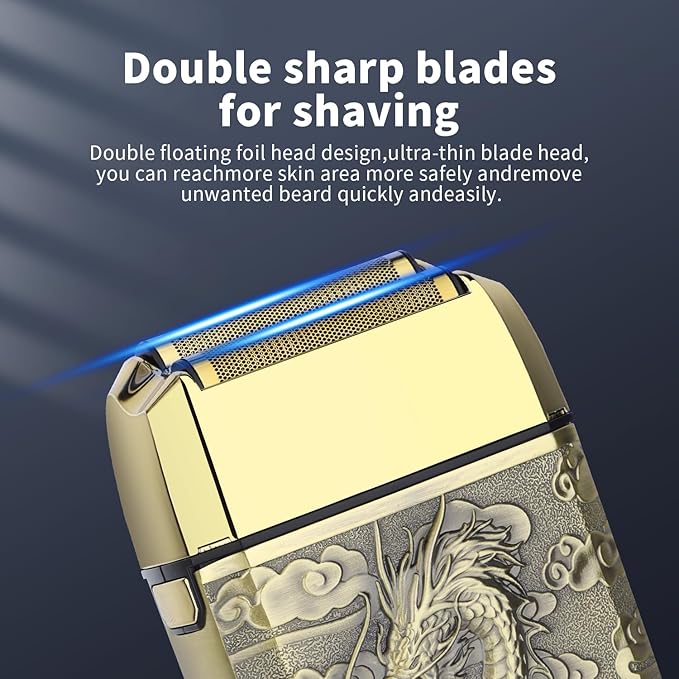 HIENA PRO Professional Foil Shaver for Men, Double Electric Foil Trimmer, Cordless Bald Head Precision Trimmer, Electric Razor, Rechargeable with USB, Gifts for Men (QLT)