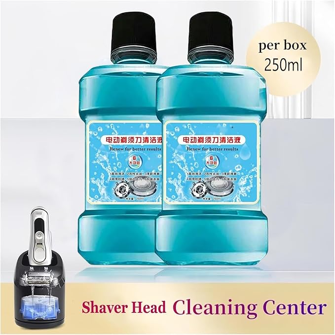 250ML Electric Shaver Cleaning Liquid Compatible with Philips HQ200 JC301 JC302,Compatible with Braun CCR4 Change Cleaning Solution (2 Bottles)