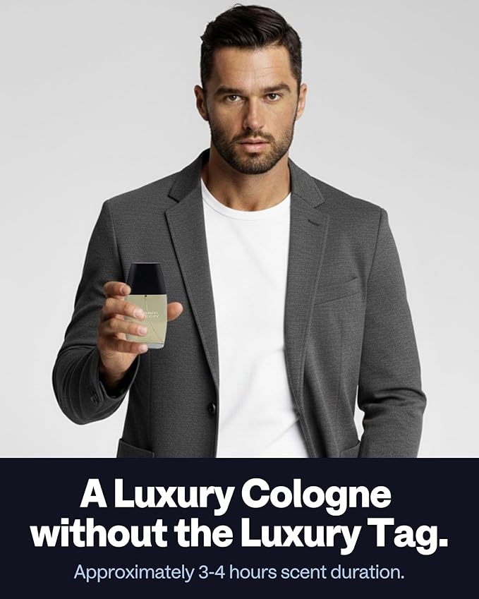 PB ParfumsBelcam CM Noir Eau De Toilette Spray for Men – Fresh Fougere Cologne, Bergamot, Basil, Patchouli, Long-Lasting Scent, Masculine Fragrance – 2.5 Fl Oz